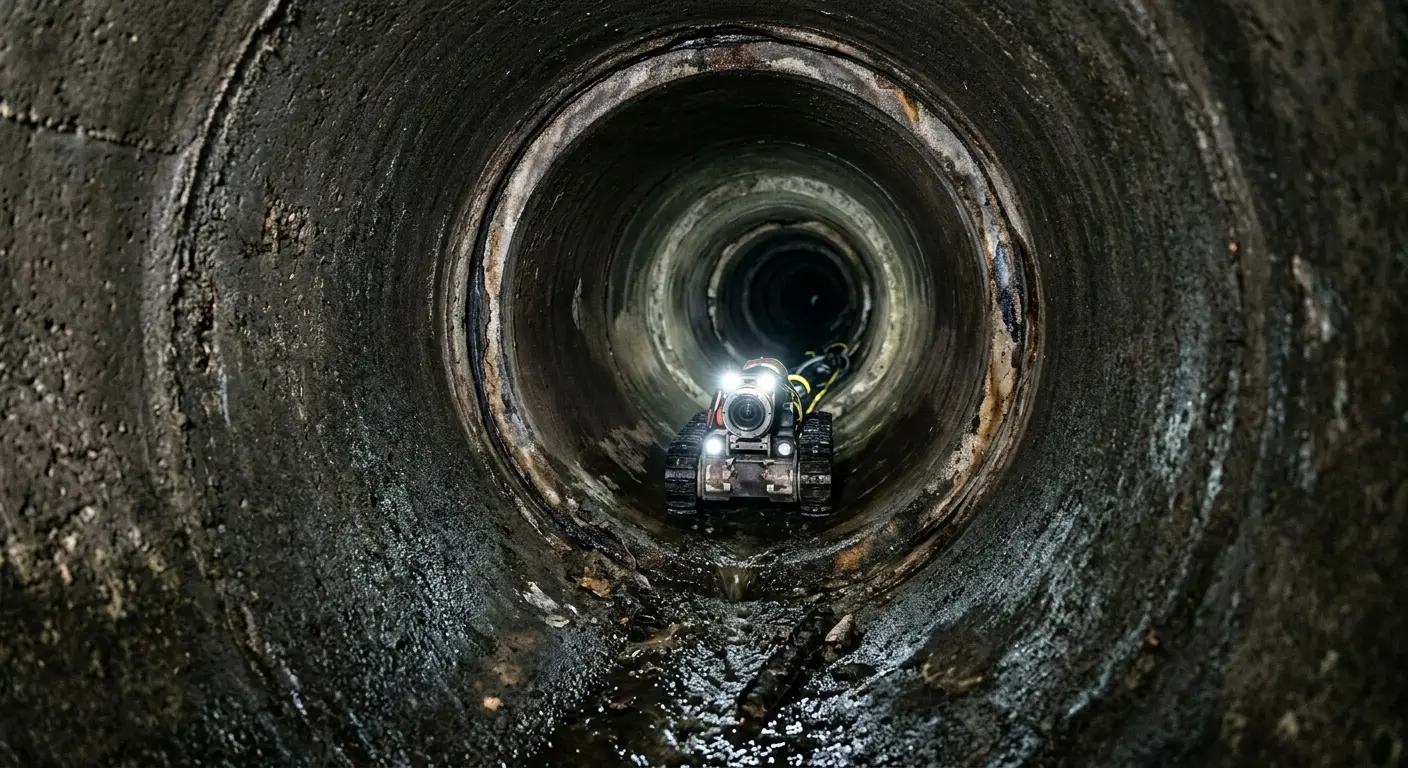 Robotic sewer camera inspecting pipe interior for Sewer Line Repair in Oxford